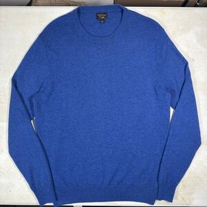 J. Crew 100% Cashmere Blue Pullover Sweater Men's Large Crew Neck Knit Casual